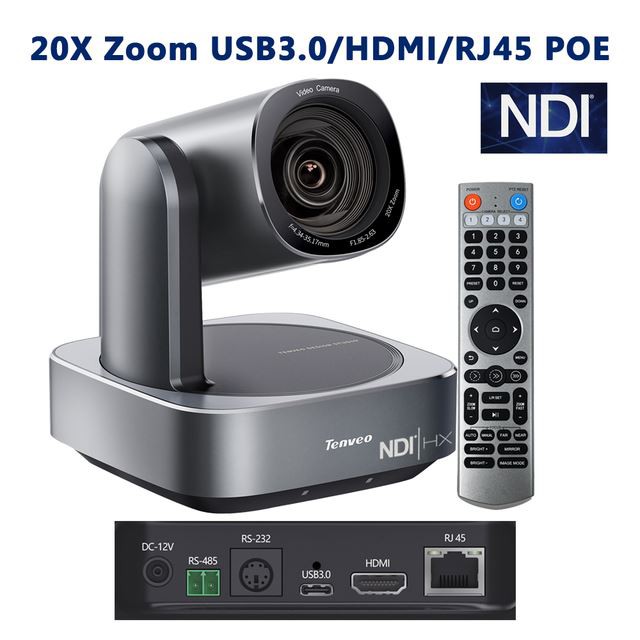 Camera phát trực tiếp chuyên nghiệp 12x Zoom 4K POE NDI Hội nghị Camera PTZ và Bộ điều khiển bàn phím cần điều khiển IP 4D